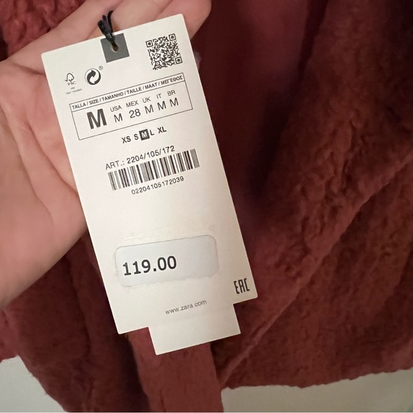 Zara Fleece Coat Marsala - Picture 5 of 9